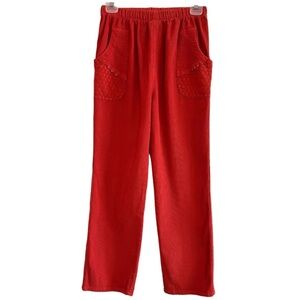 Orange Red Crop Corduroy High Rise Straight Leg Girls Pants XL